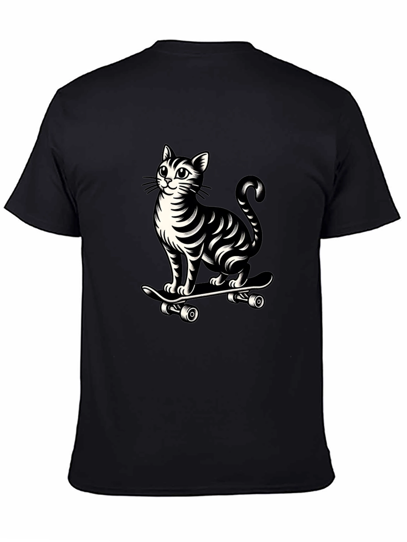 Black Cat on Skateboard Graphic Tee - Cool & Unique Design view 4