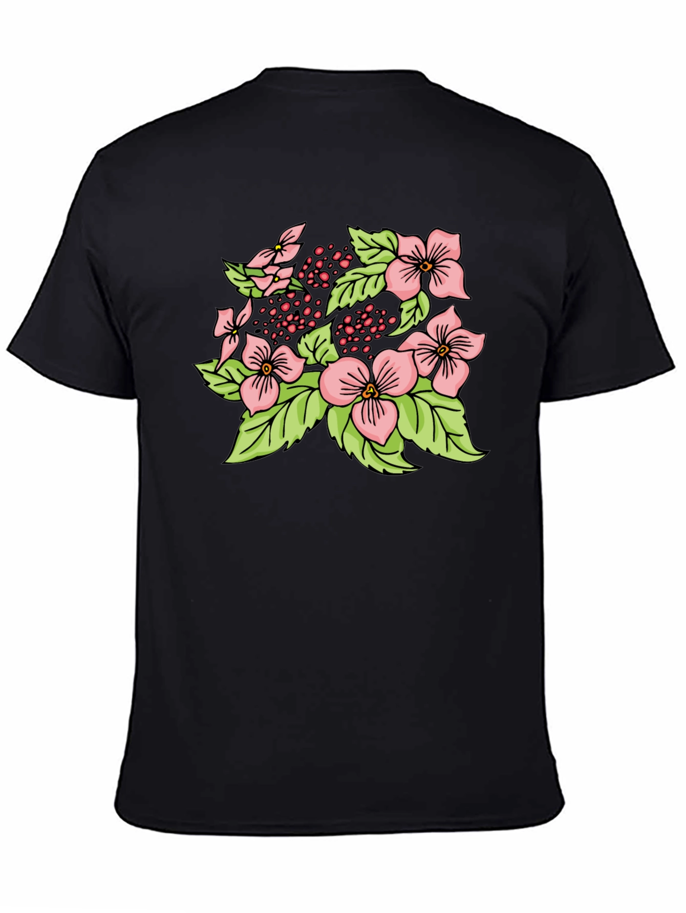 Black Floral Print Black T-Shirt view 4