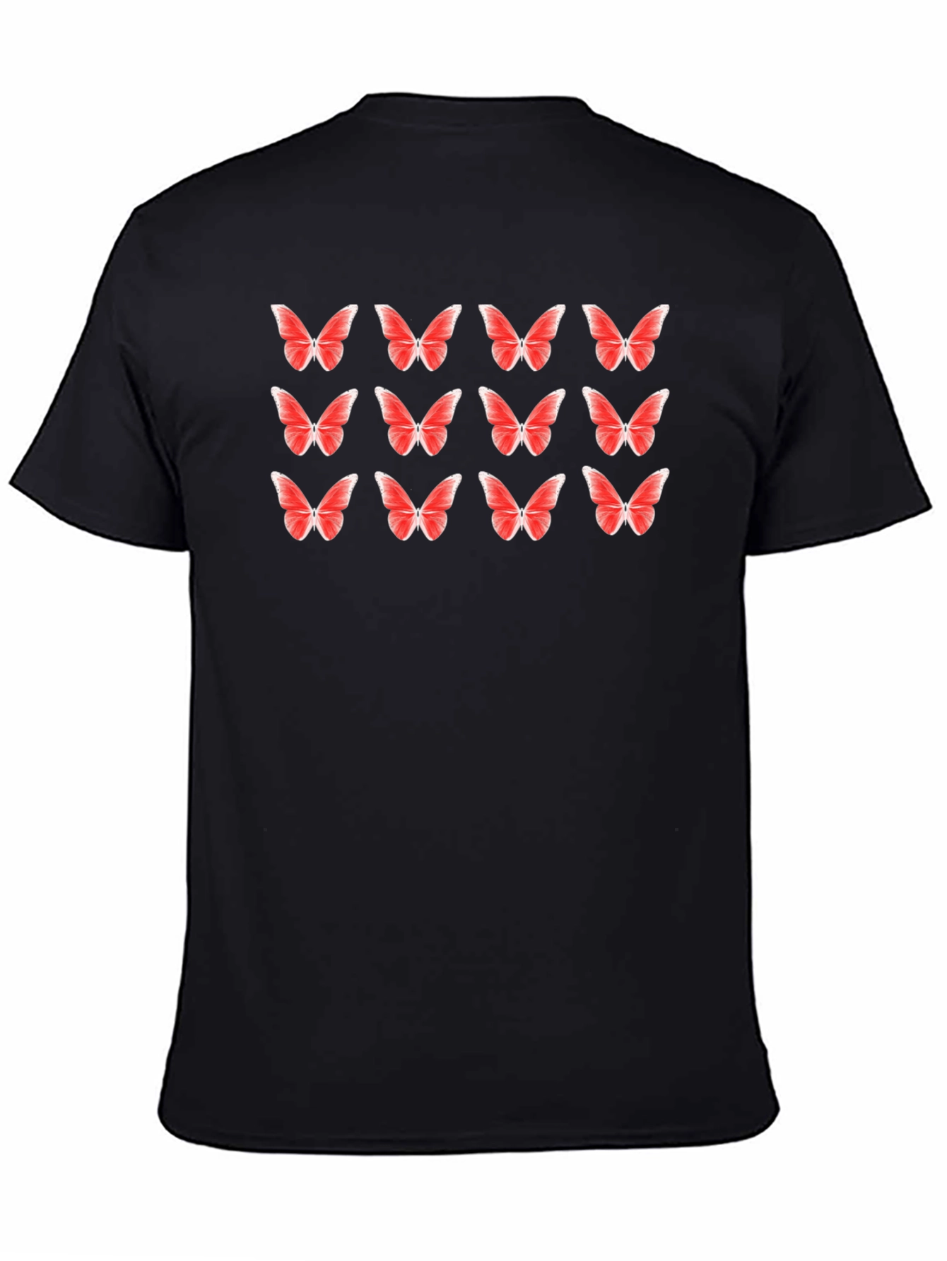 Black Butterfly Print Black T-Shirt view 4