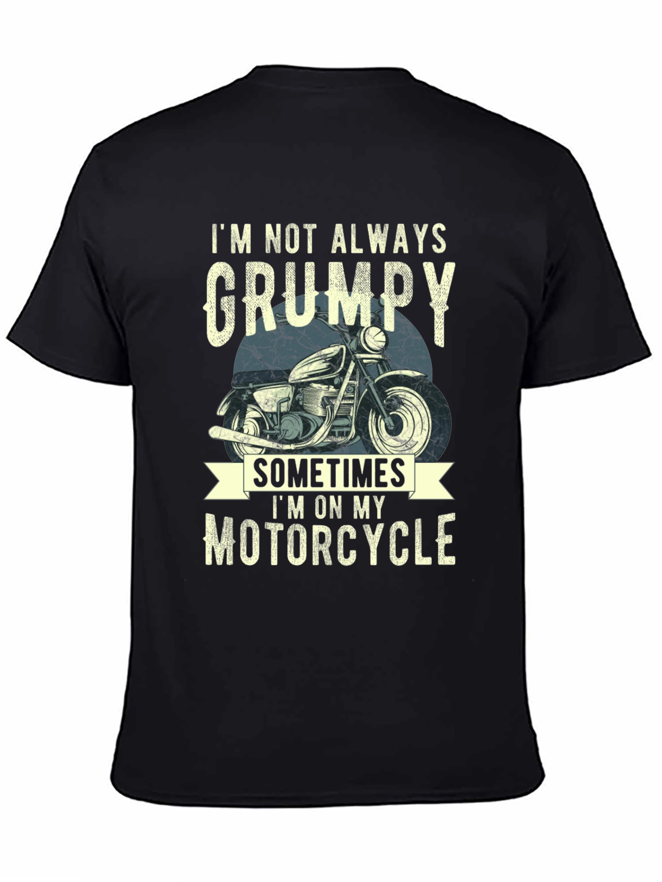 Black Grumpy Motorcycle T-Shirt - Funny Biker Tee view 4