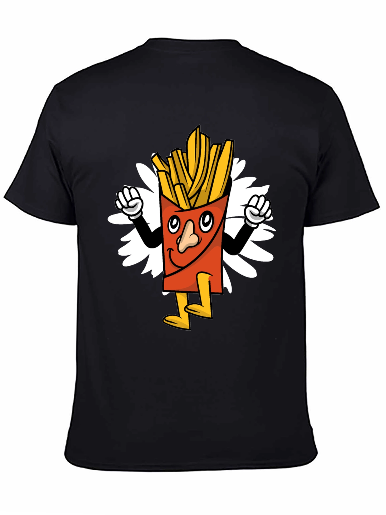 Black Cartoon Fries Graphic Tee - Black Casual T-Shirt view 4