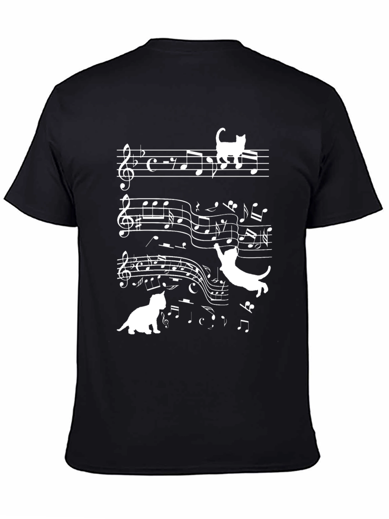 Black Musical Cats T-Shirt - Black view 4