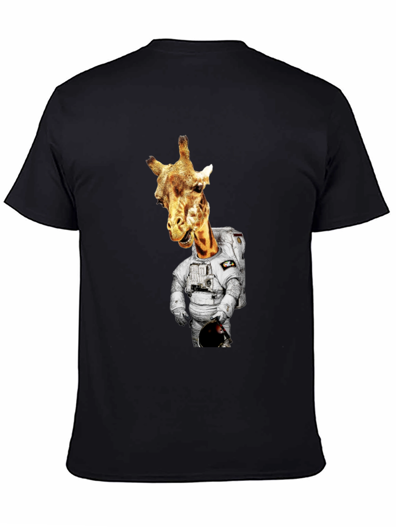 Black Giraffe Astronaut Graphic Tee - Men's Black T-Shirt view 4