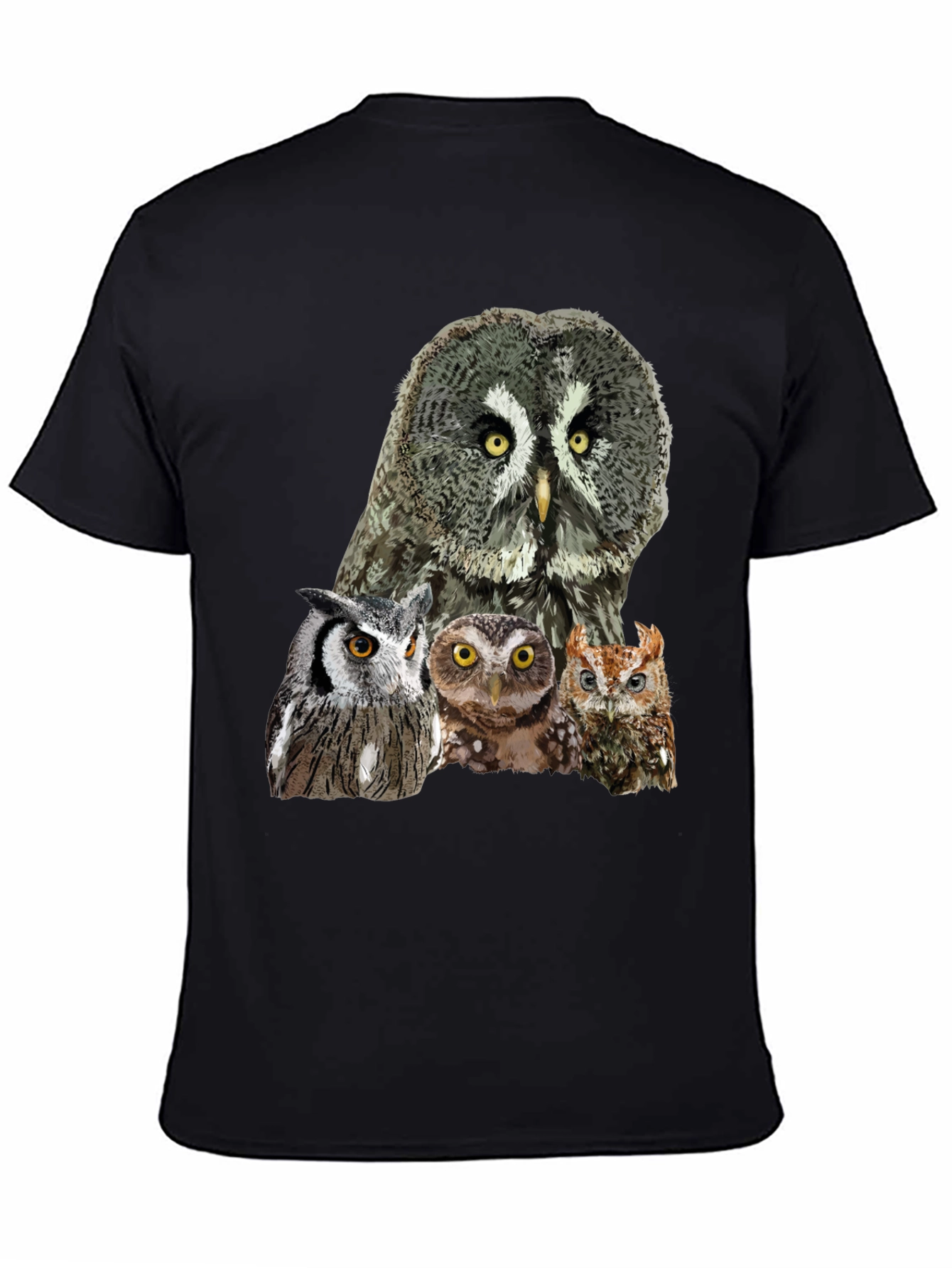 Owl Portrait Graphic T-Shirt - Men's Black Tee - 4