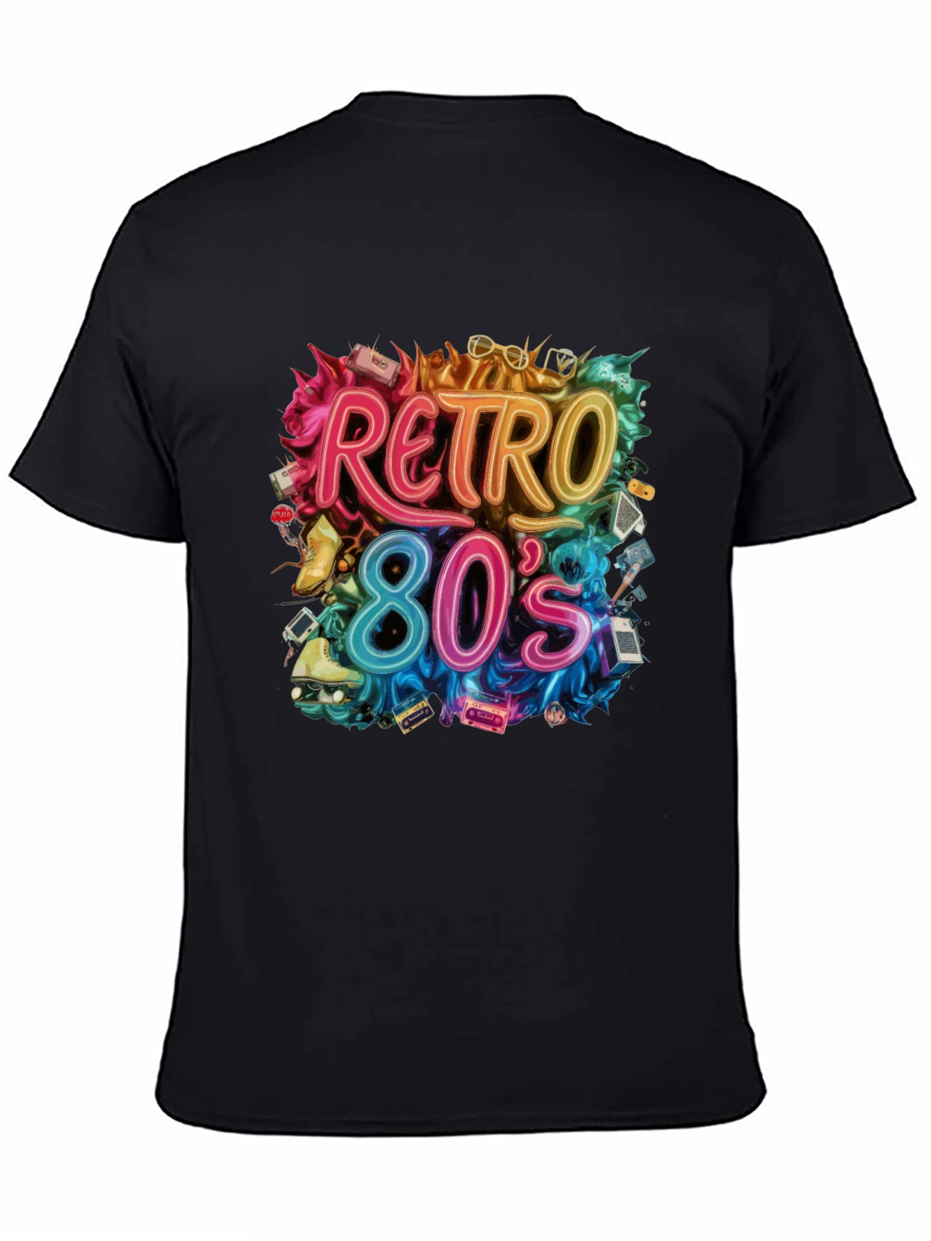 Black Retro 80s Graphic Tee - Nostalgic Style view 4