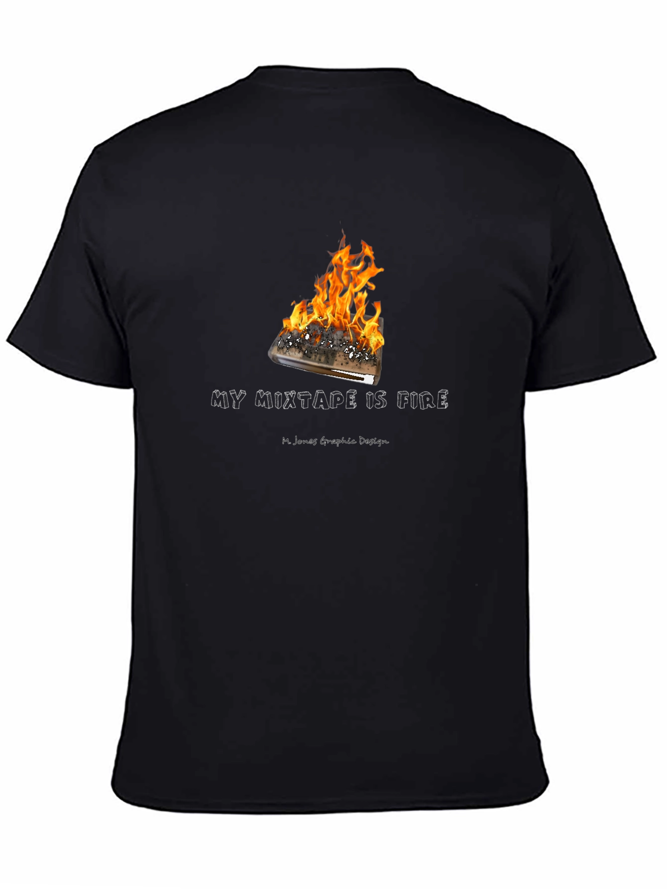 Black "My Mixtape is Fire" Graphic T-Shirt view 4