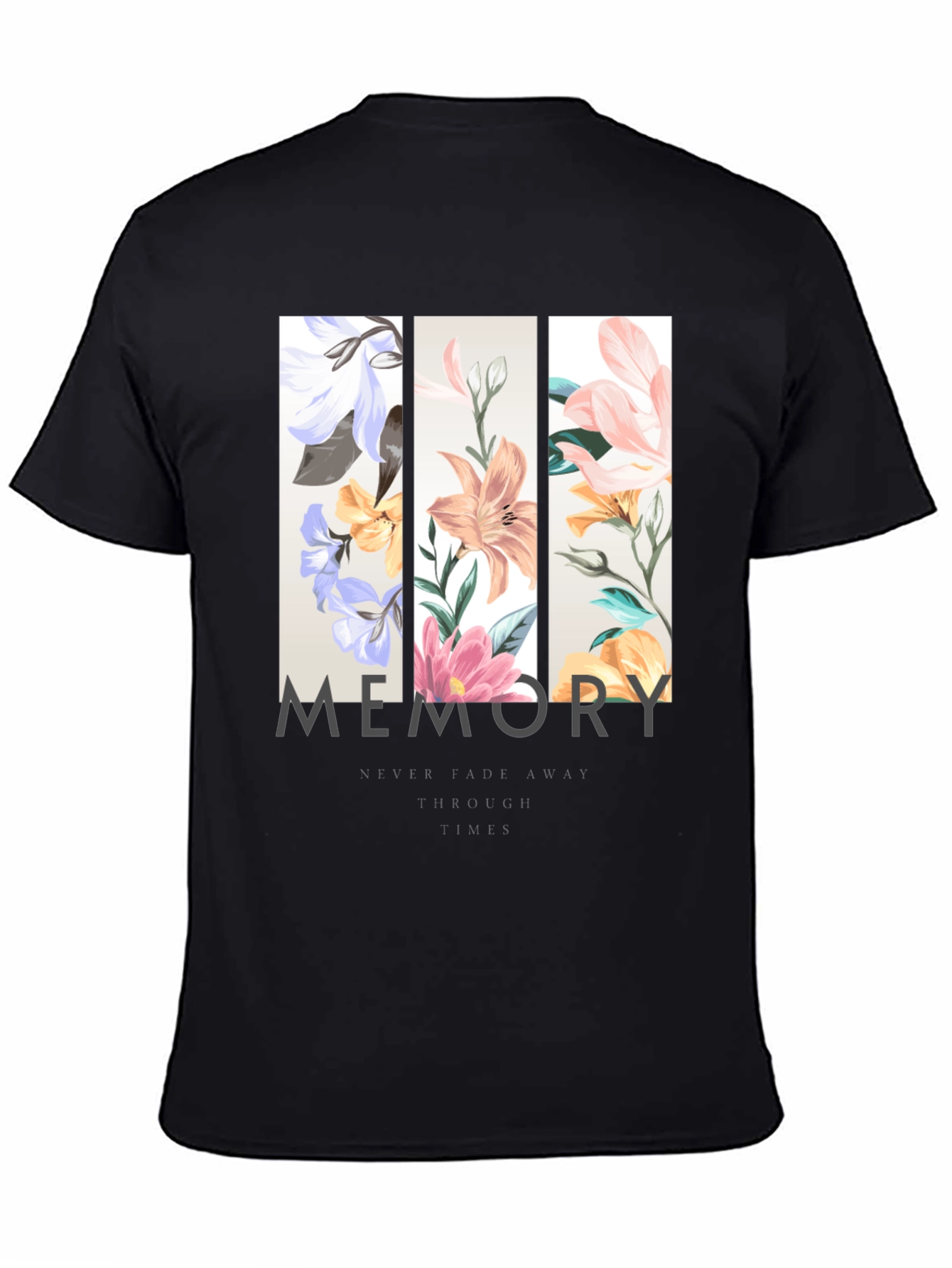 Black Floral Memory Graphic Print Black T-Shirt view 4