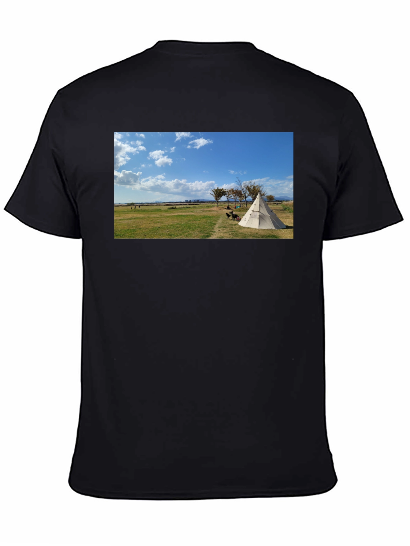 Nature Tee - Camping Design Black Cotton T-Shirt - 4