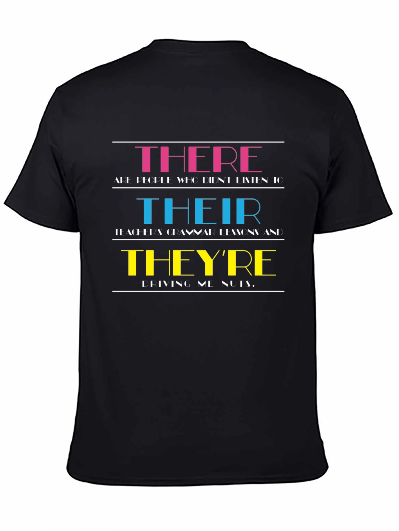 Black Humorous Grammar T-Shirt: There, Their, They're view 4