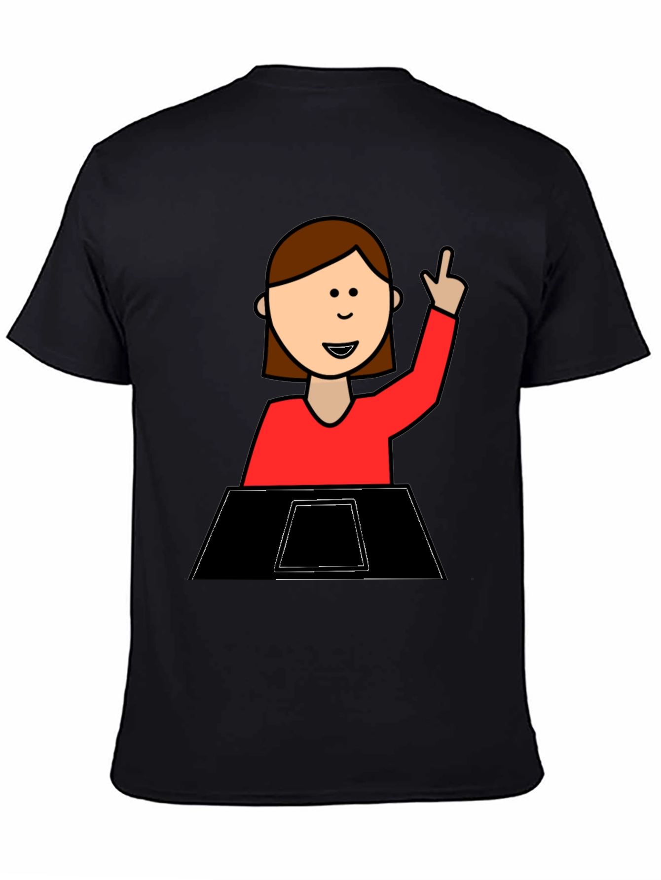 Black Funny Cartoon Student T-Shirt view 4