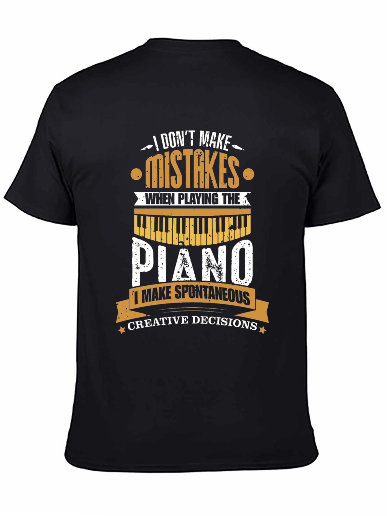 Black Piano Player T-Shirt - I Don't Make Mistakes Musician Tee view 4