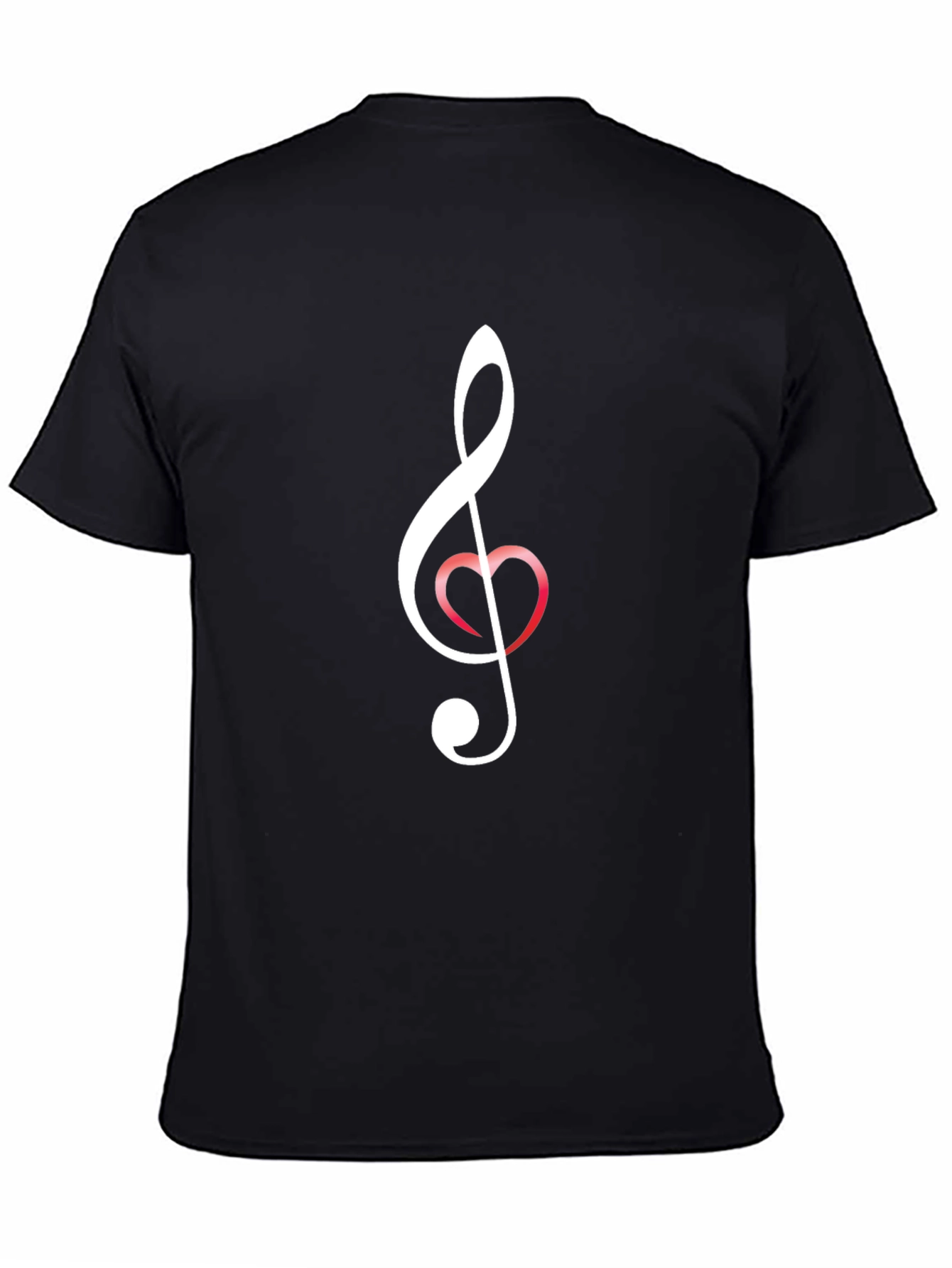 Black Musical Heart Clef Graphic T-Shirt view 4