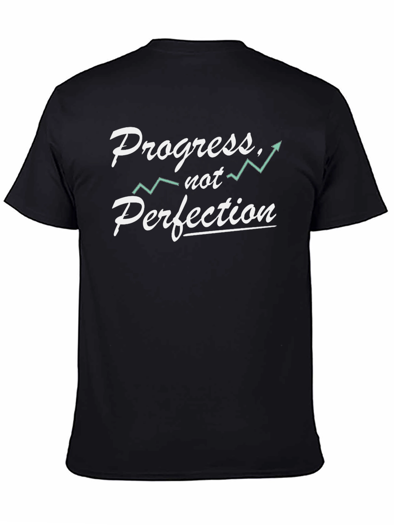 Black Progress Not Perfection Black Graphic Tee view 4