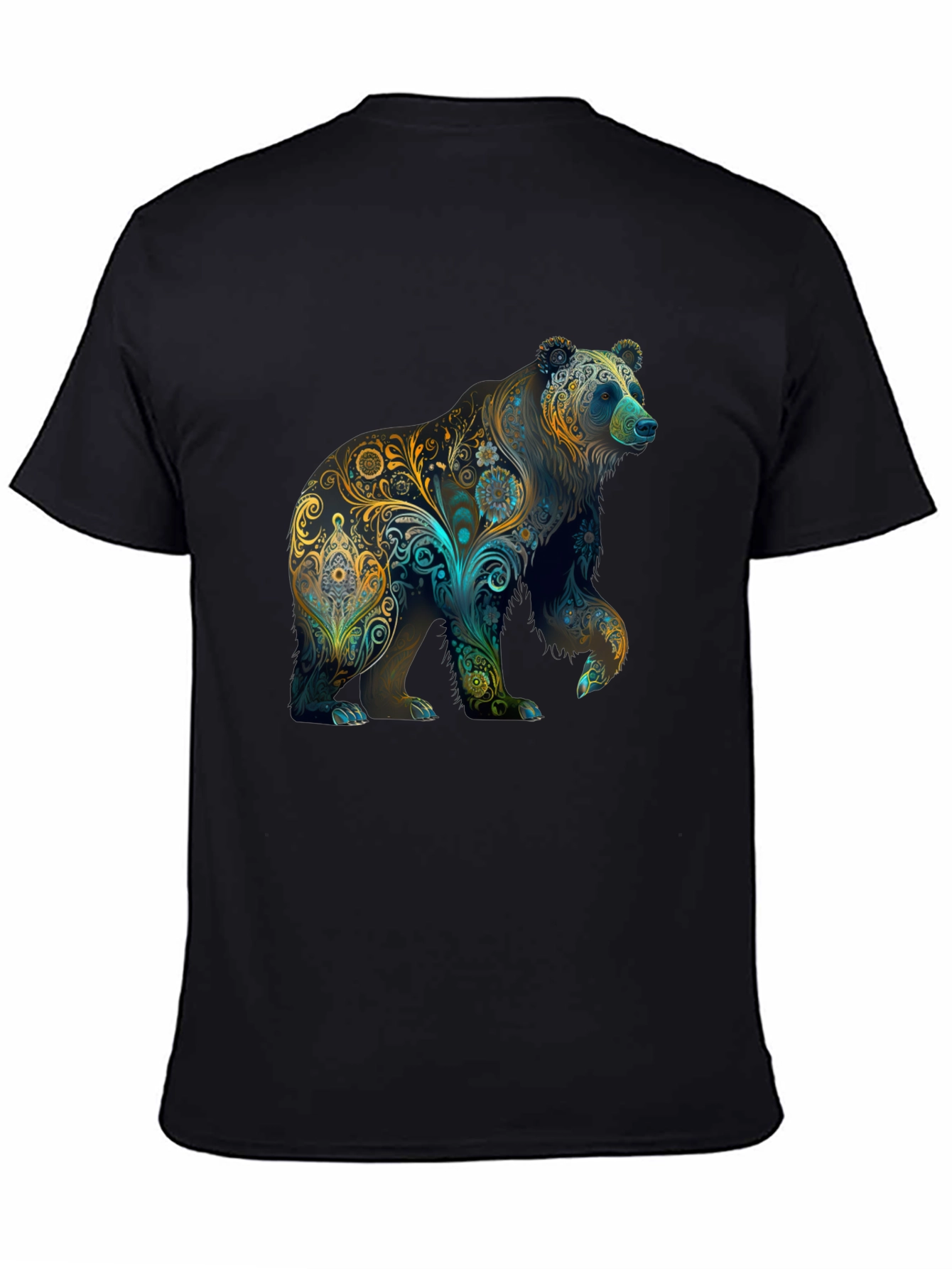 Black Floral Bear Graphic Tee - Black view 4