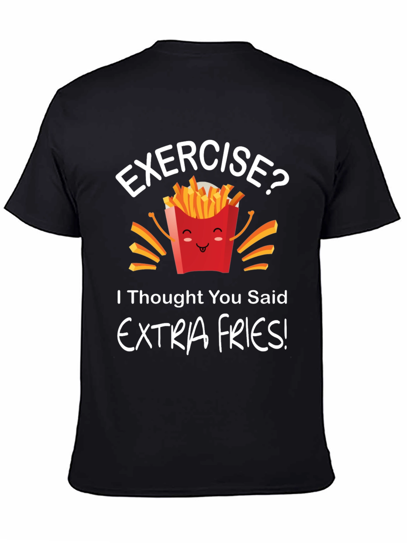 Black Funny 'Extra Fries' Graphic T-Shirt - Unisex view 4