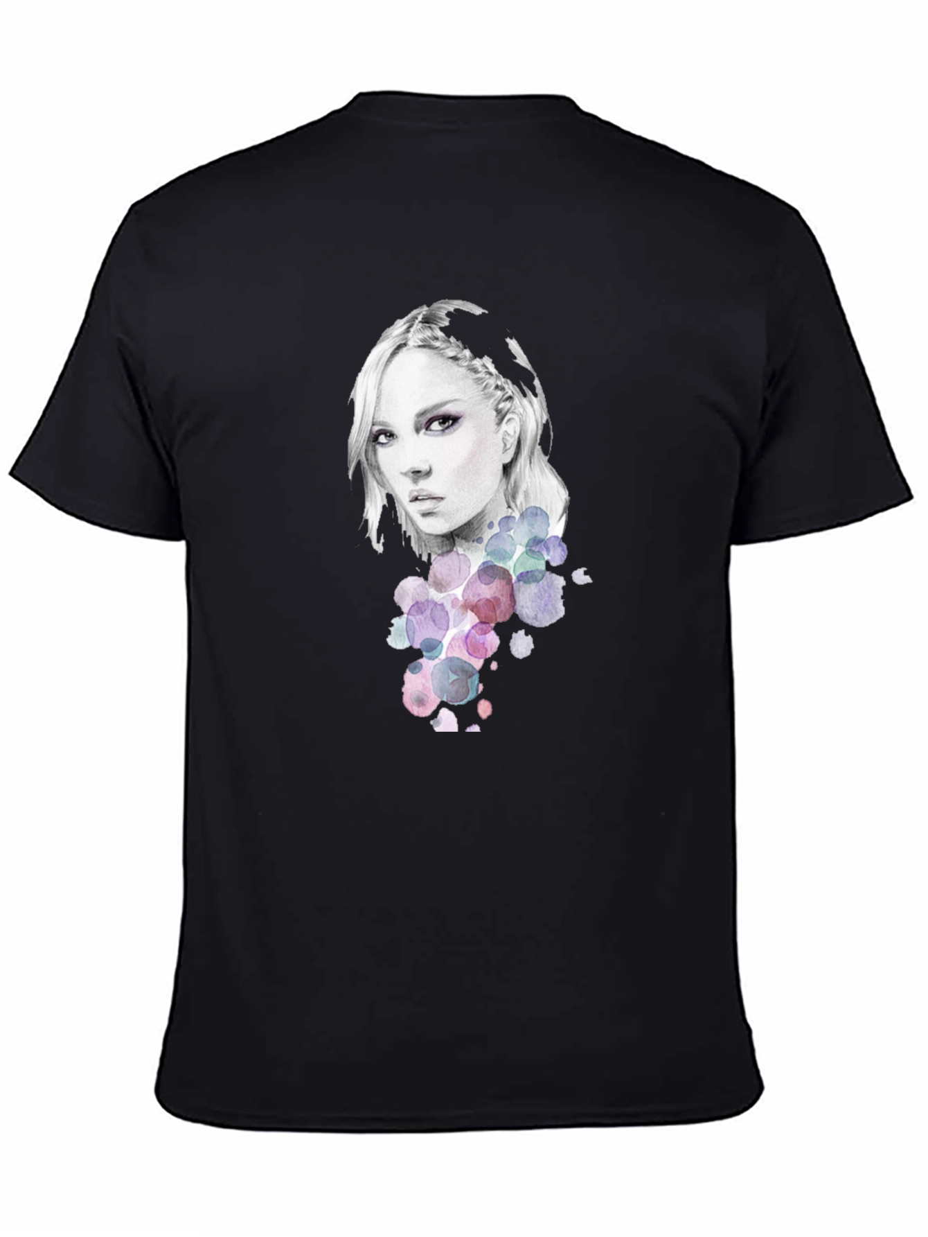 Black Woman Portrait Graphic Tee - Stylish Black T-Shirt view 4