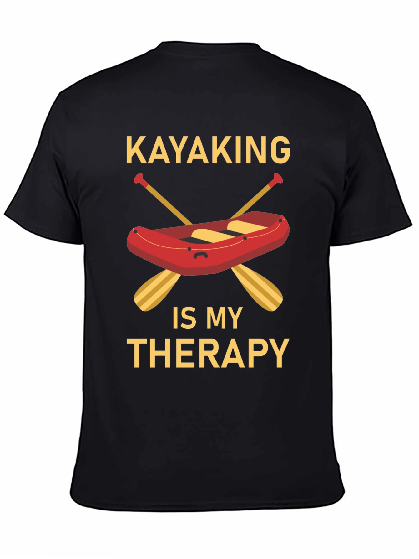 Black Kayaking Therapy Graphic T-Shirt - Black view 4