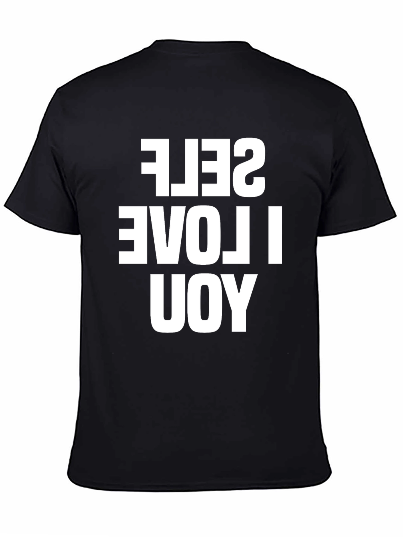 Black I Love Yourself Reversible Print T-Shirt view 4