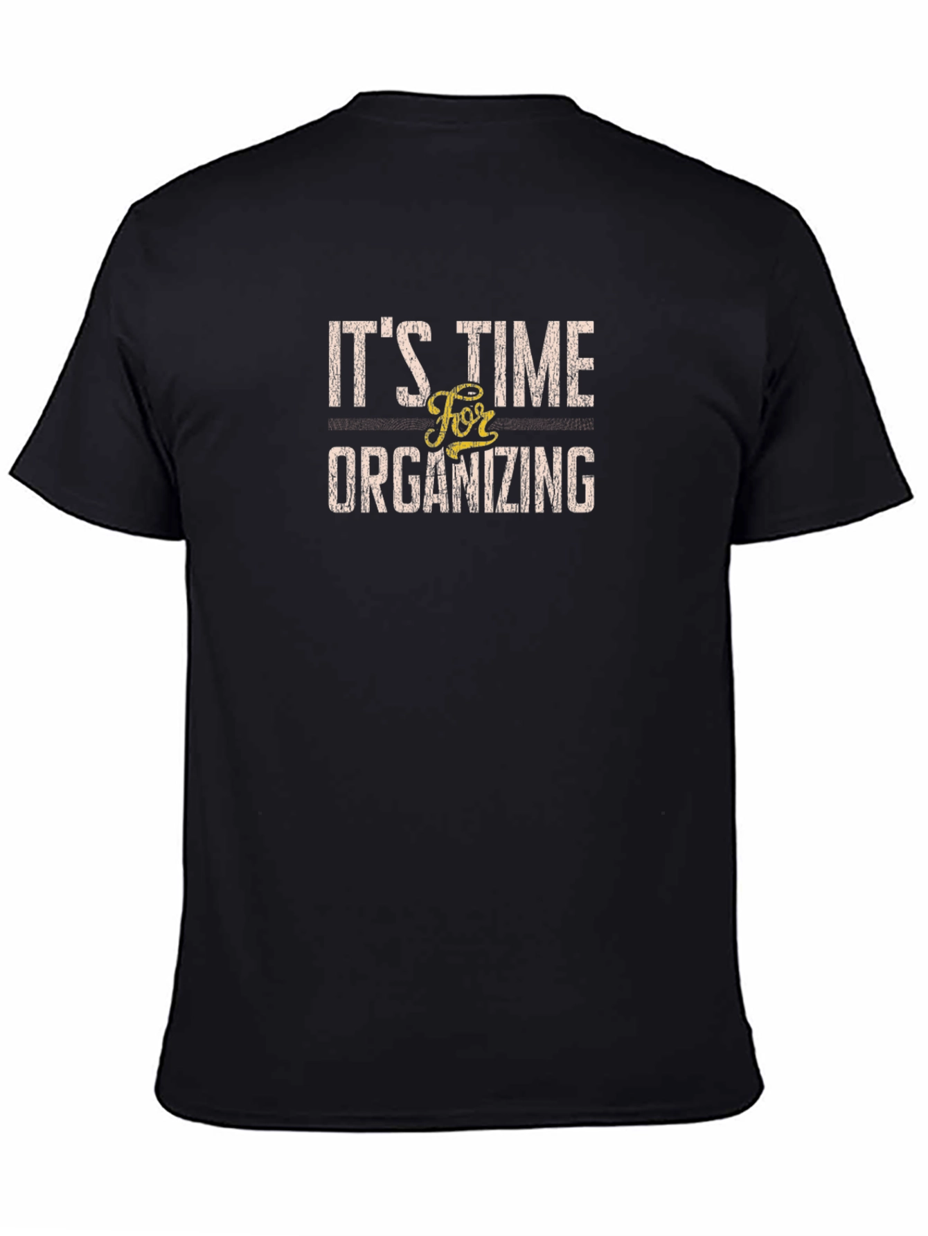 Black It's Time For Organizing Men's Black Graphic Tee view 4