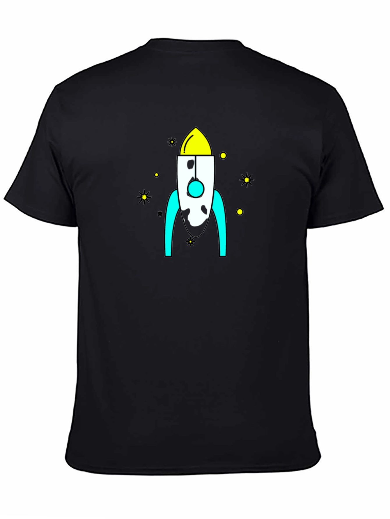 Black Rocket Graphic Black T-Shirt - Space Adventure Style view 4