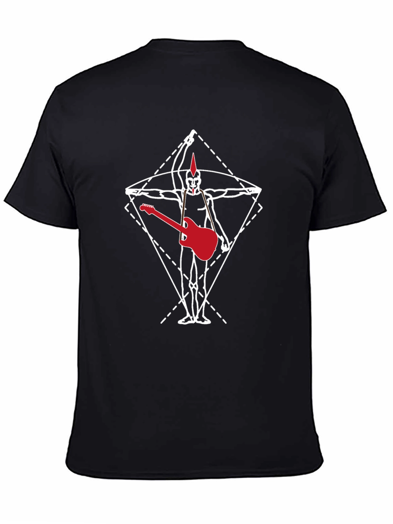 Black Vitruvian Punk Guitar T-Shirt view 4