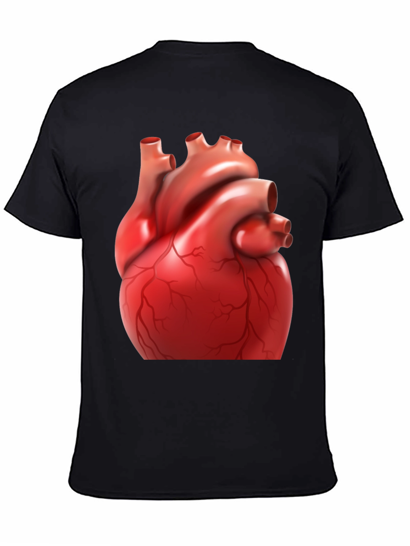 Black Anatomical Heart Graphic Tee - Black Cotton Blend Shirt view 4