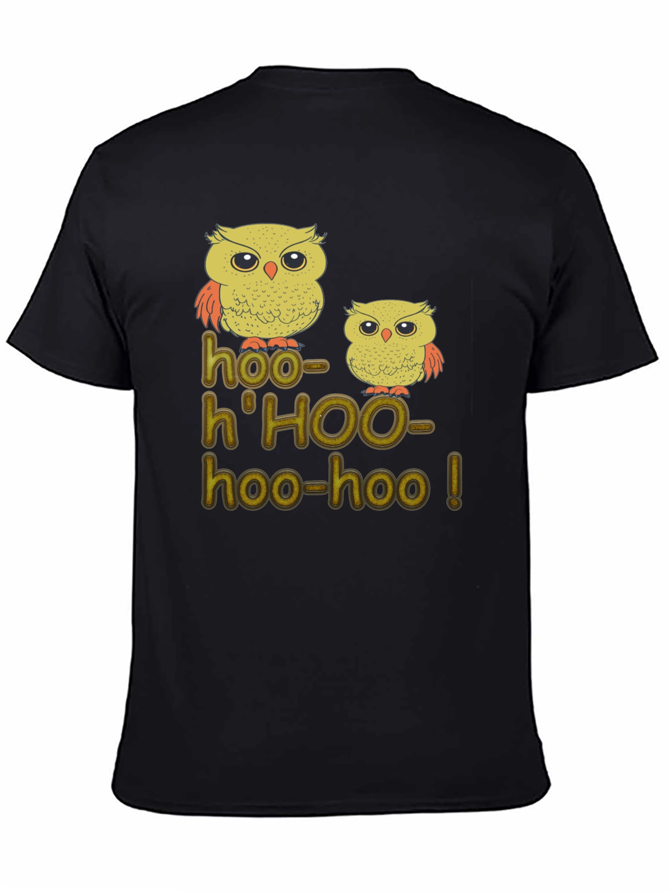 Black Owl Hoo-Hoo! Black Graphic T-Shirt view 4