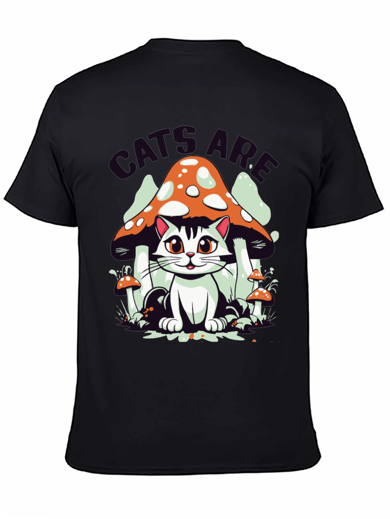 Black Cats Are Magical Mushroom T-Shirt view 4