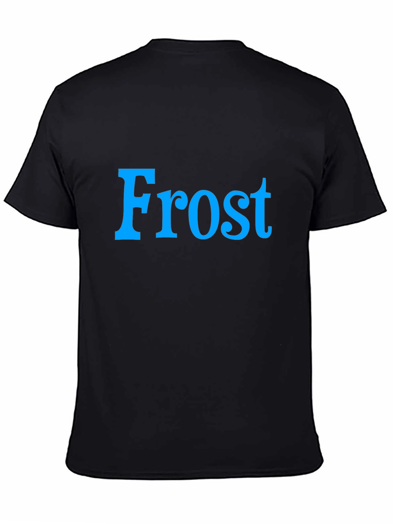 Black Frost Graphic Tee - Cool Blue Text on Black Shirt view 4