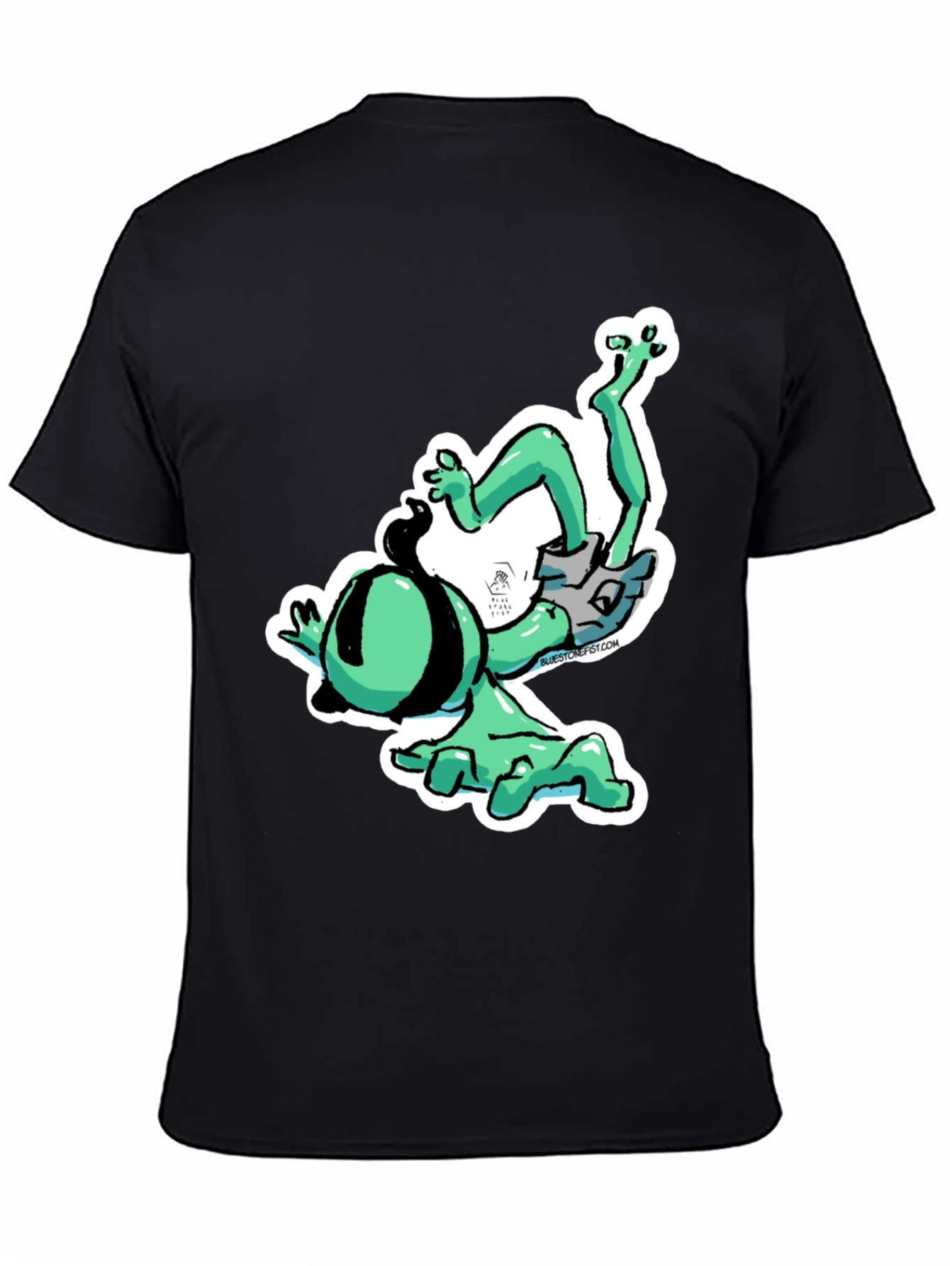 Black Funky Cartoon Alien T-Shirt - Black Cotton Blend view 4