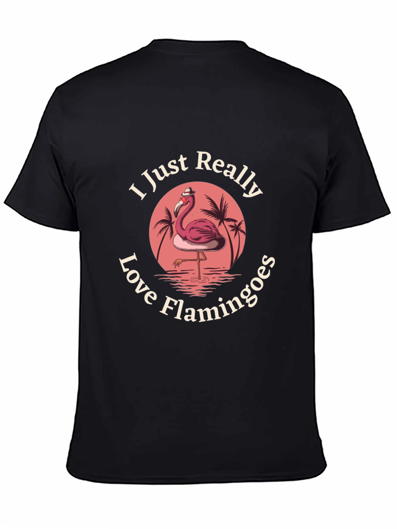 Black I Just Really Love Flamingoes Graphic T-Shirt view 4