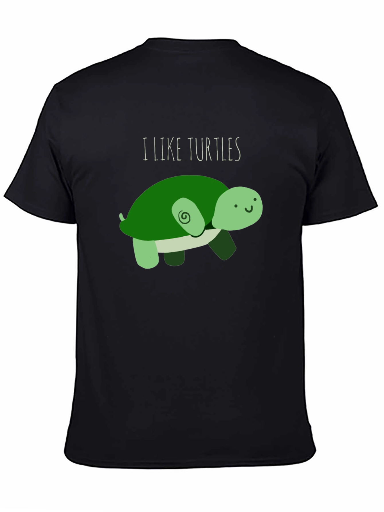 Black I Like Turtles T-Shirt - Cute Cartoon Design view 4