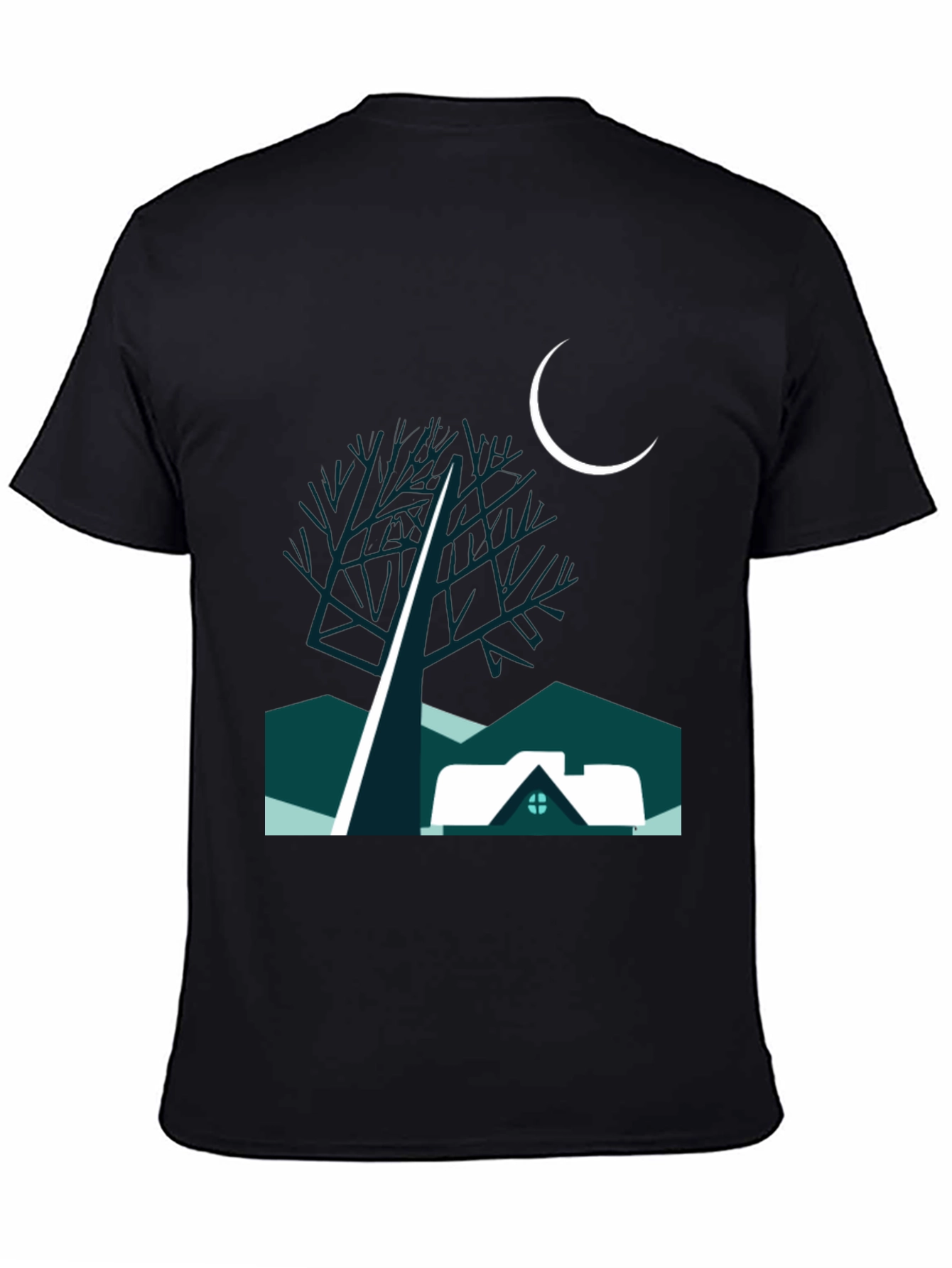 Black Night Scene Graphic Tee view 4
