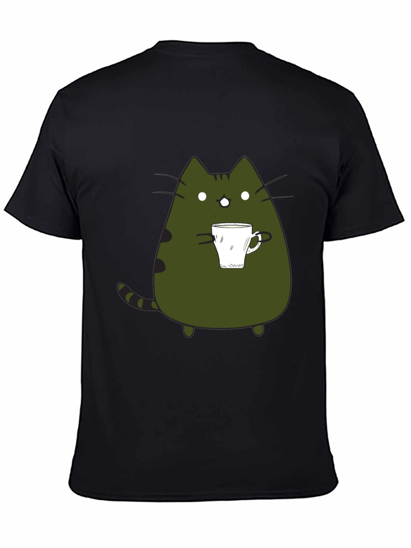 Black Cute Cat Coffee T-Shirt - Black Graphic Tee view 4