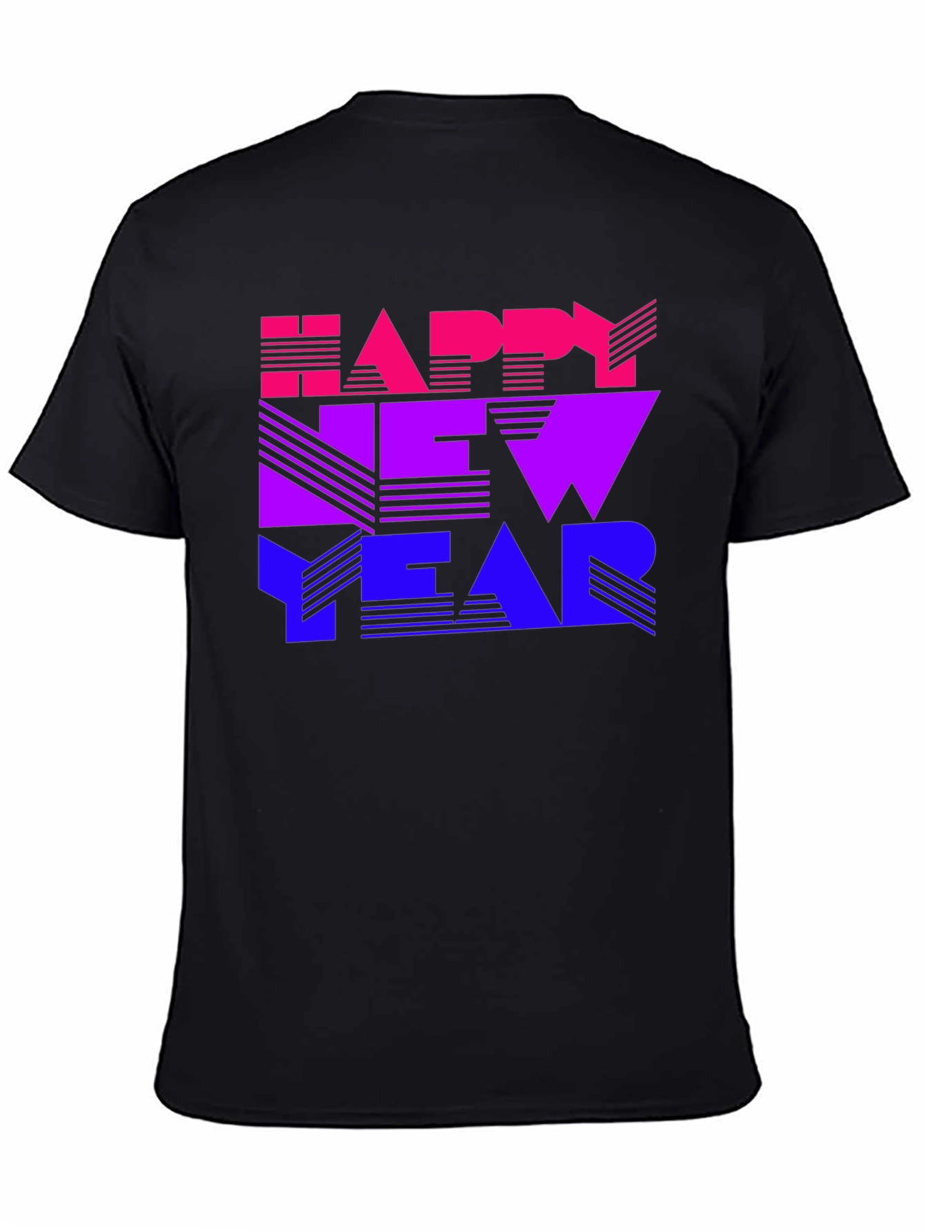 Black Happy New Year Gradient T-Shirt view 4