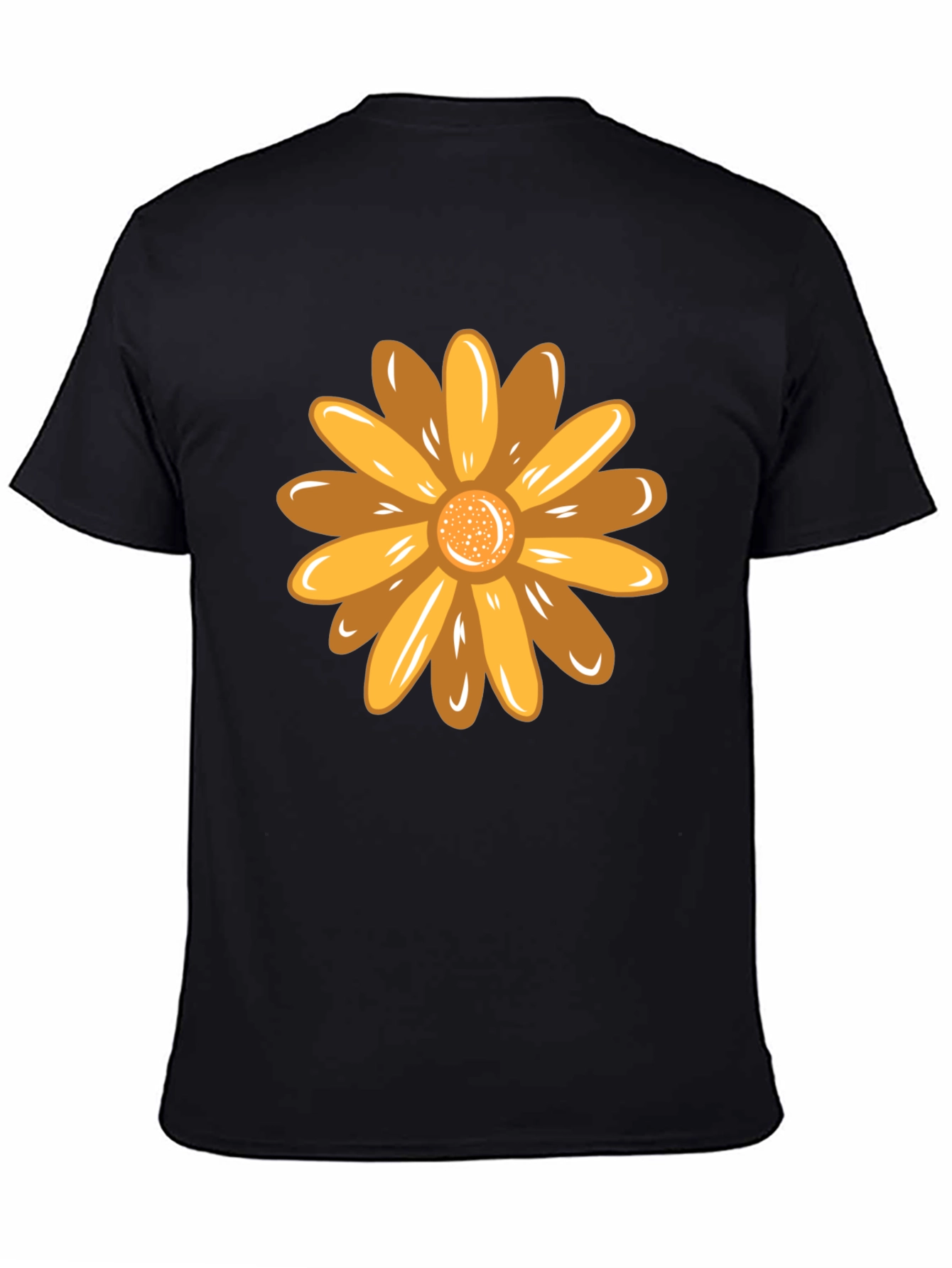 Black Golden Flower Graphic Black T-Shirt view 4