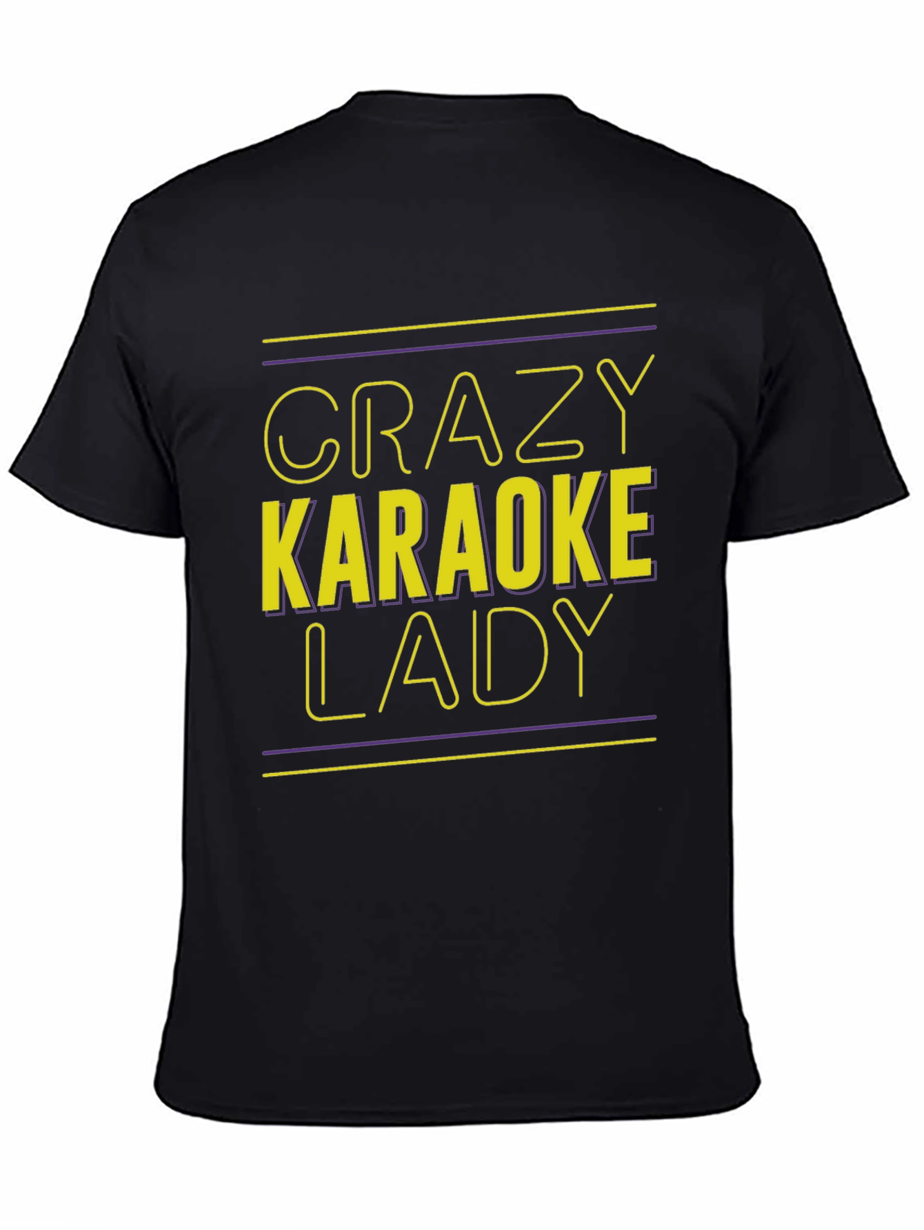 Black Crazy Karaoke Lady Graphic Tee - Unique Design view 4