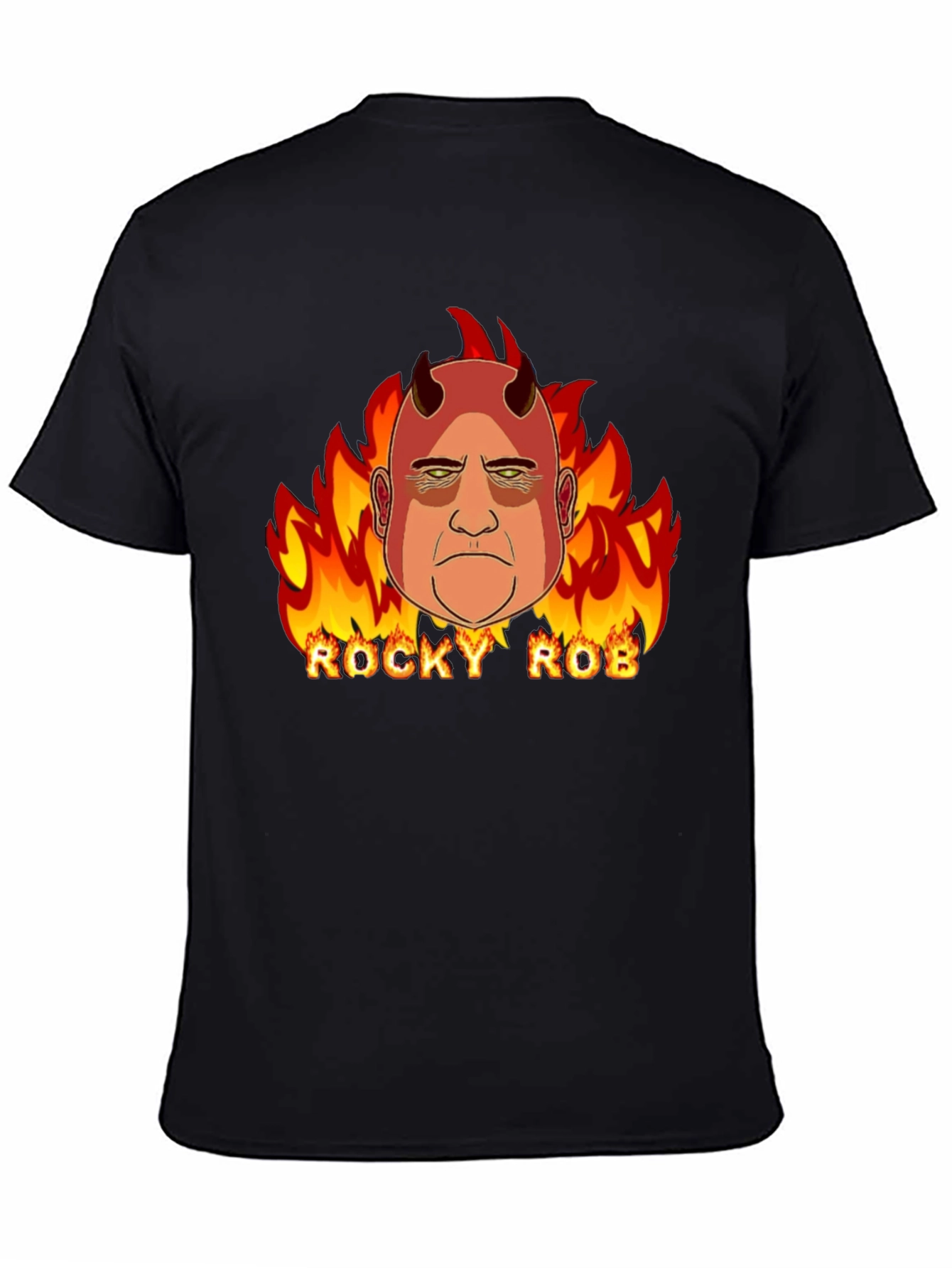 Rocky Rob Devil Flame Graphic Black T-Shirt - 4