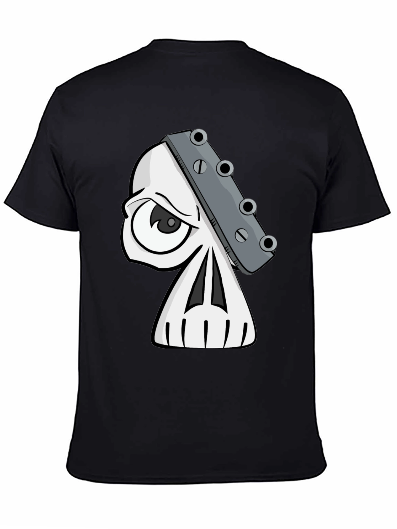 Black Skull Guitar Headstock Graphic T-Shirt view 4