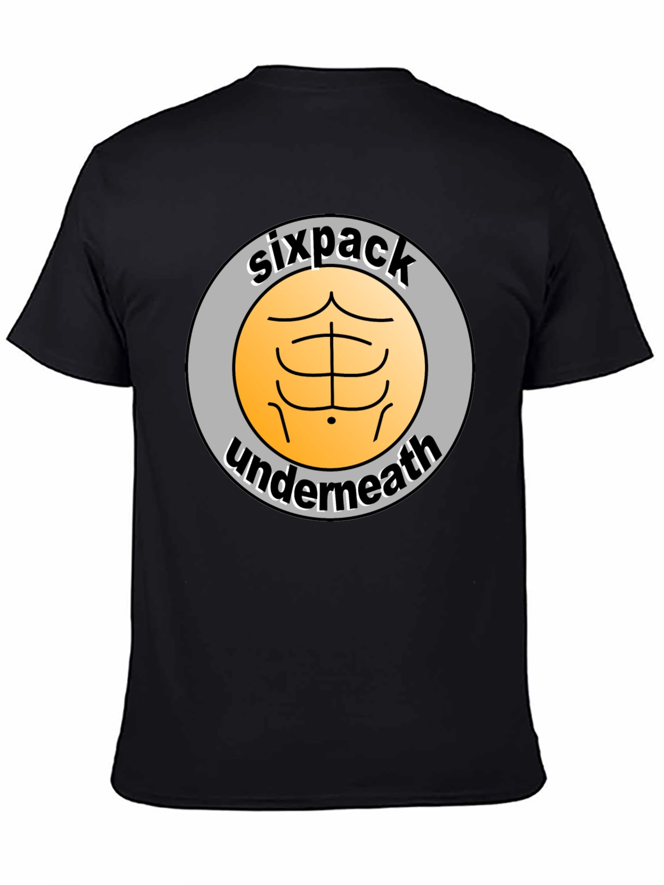 Black Sixpack Underneath Funny Graphic T-Shirt view 4