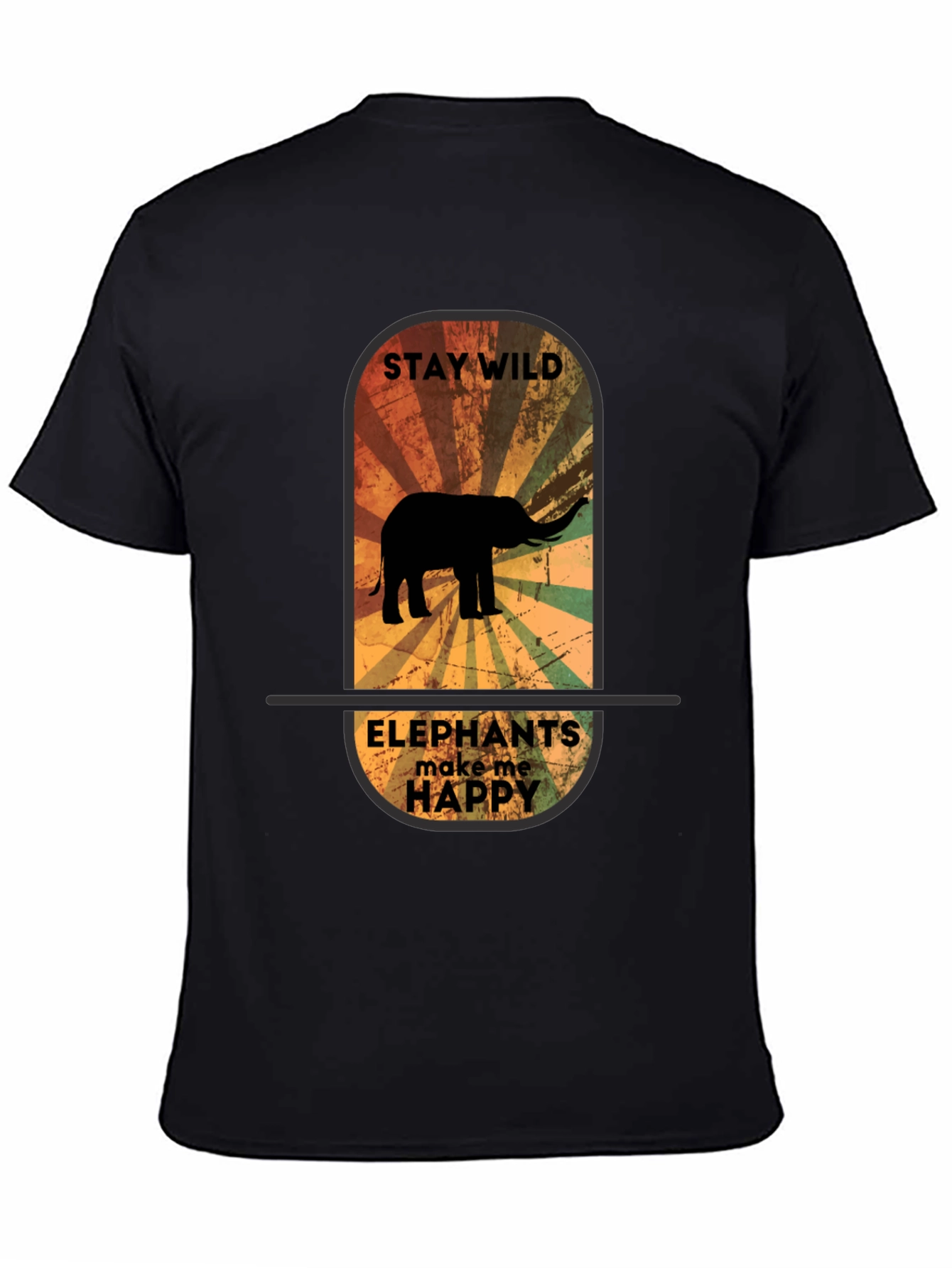 Stay Wild Elephant Graphic Tee - Unisex Black T-Shirt - 4