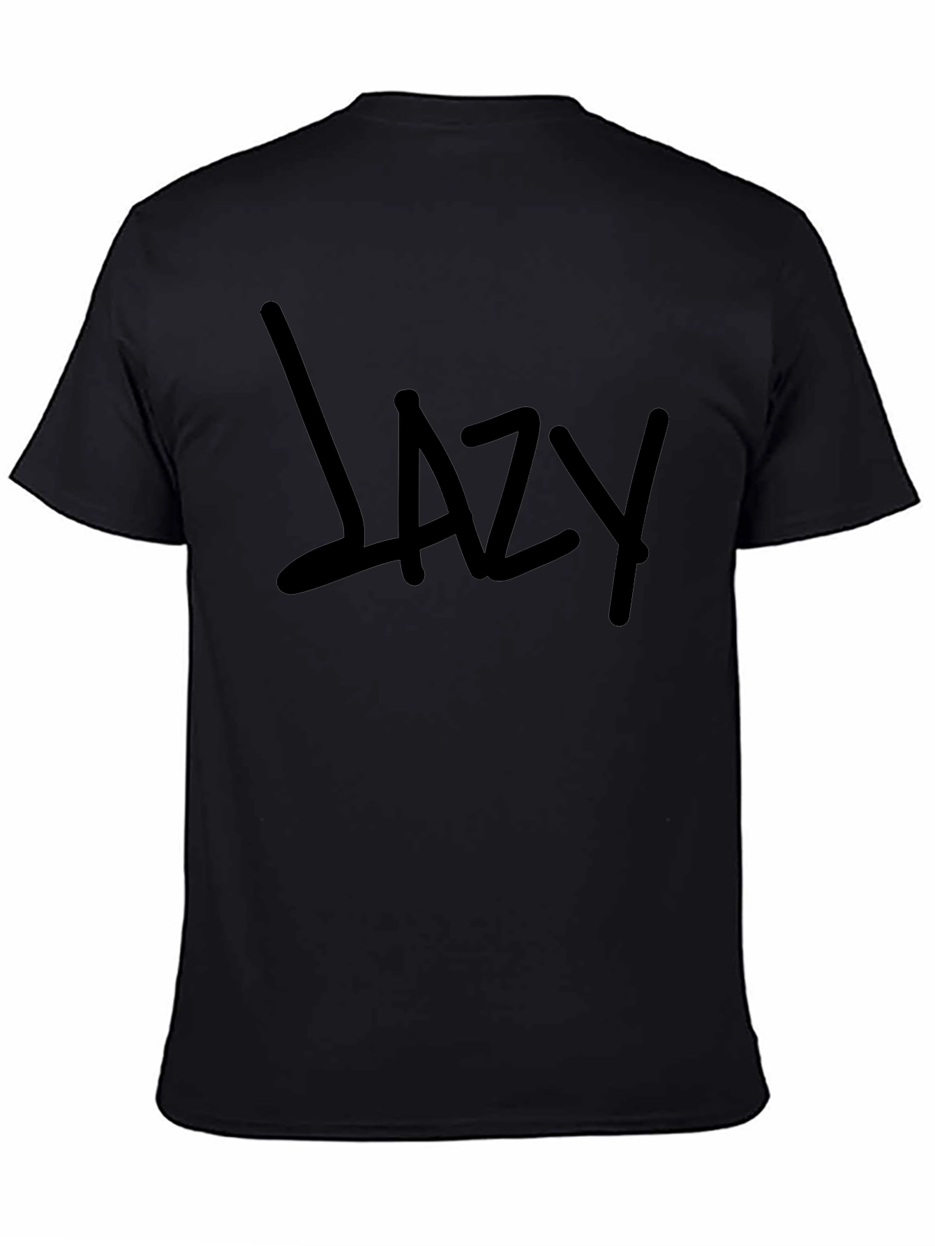 Black Lazy Graphic Print Men's Black T-Shirt view 4