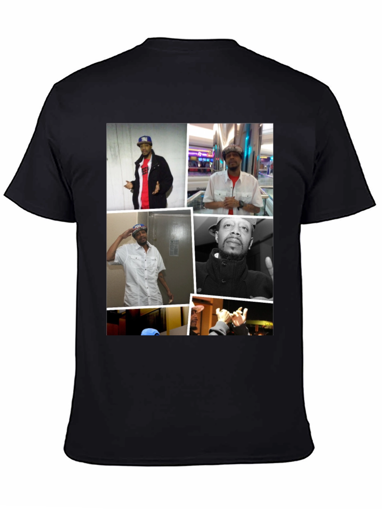 Black Black T-Shirt with Man Collage view 4