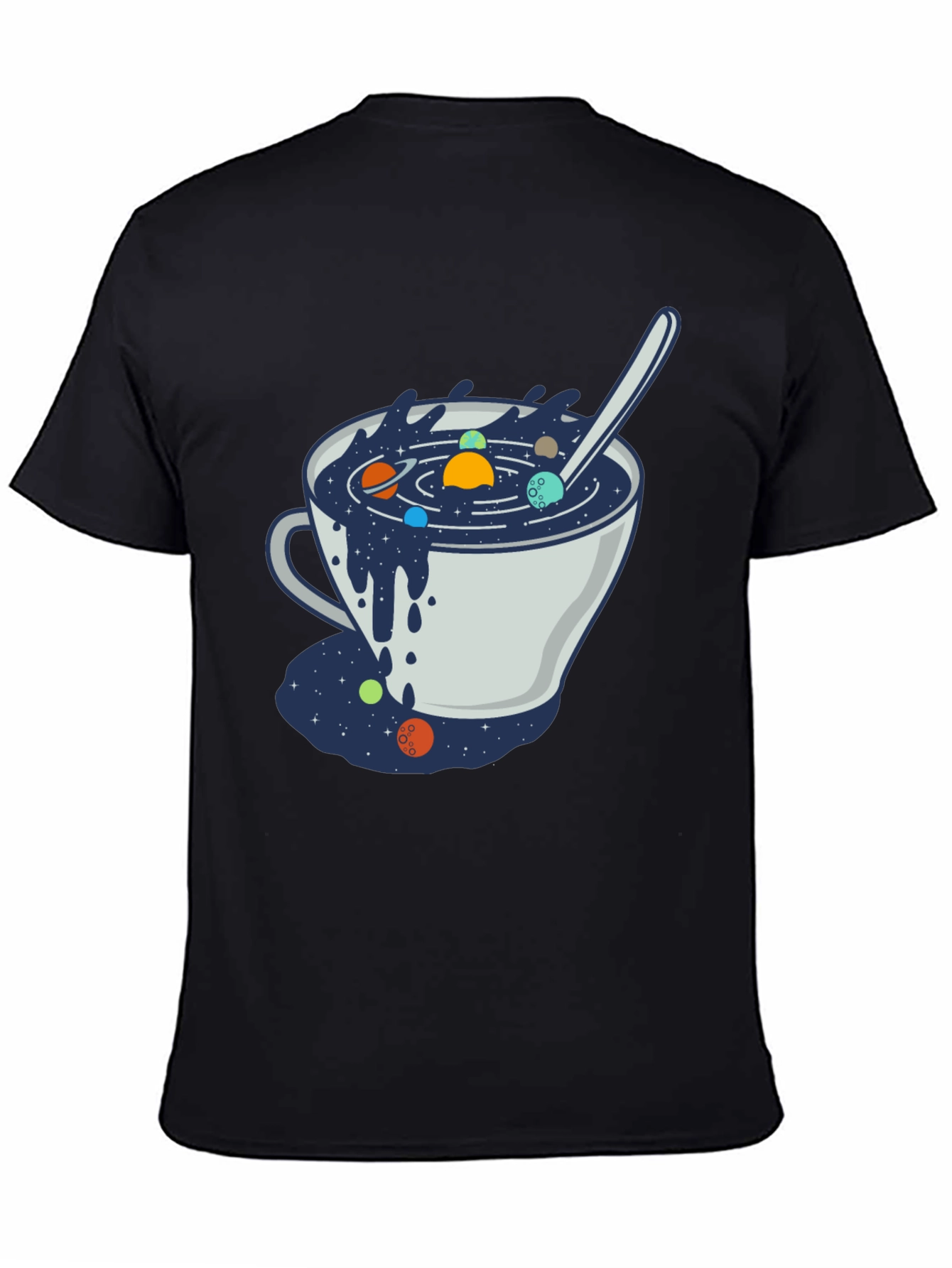Black Cosmic Soup T-Shirt - Unique Space Design view 4