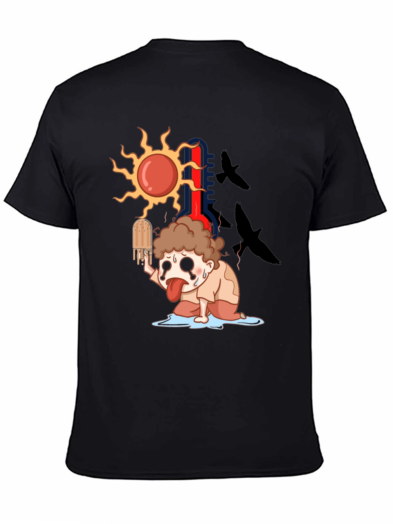 Black Cartoon Graphic Tee - Summer Heat T-Shirt view 4