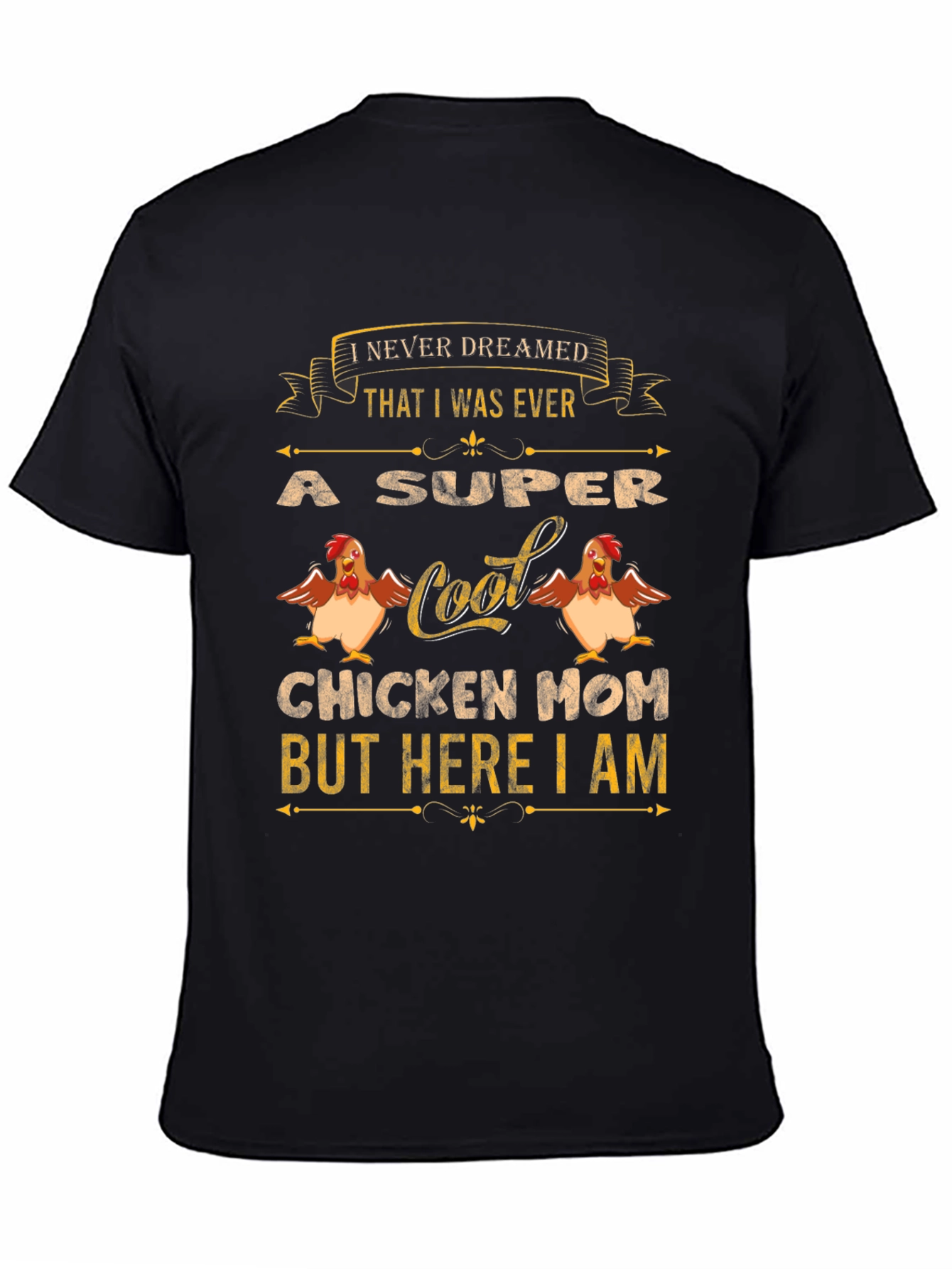 Black Super Cool Chicken Mom T-Shirt - Novelty Tee view 4