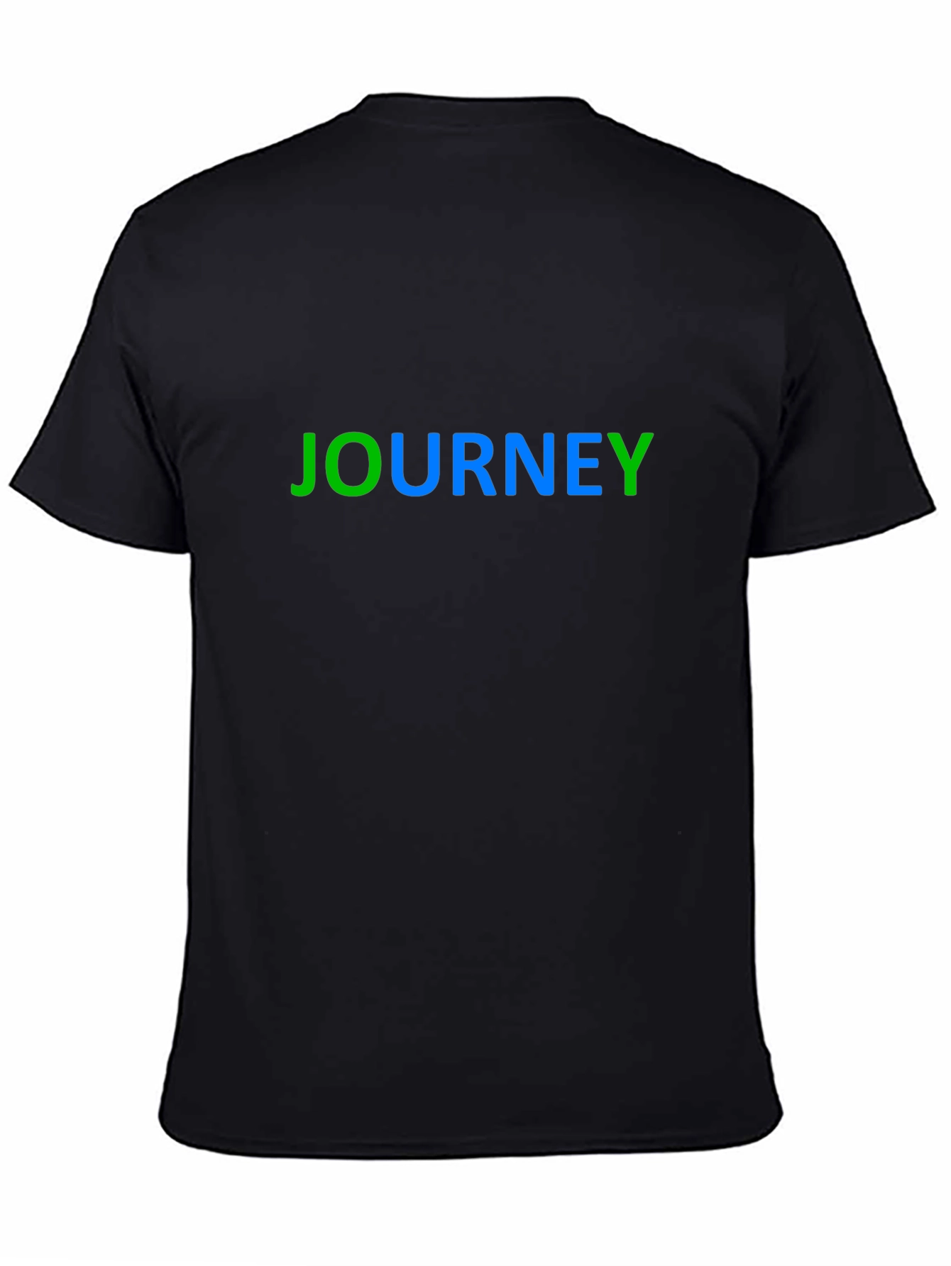 Black Journey T-Shirt - Green & Blue Lettering, Black Cotton Tee view 4