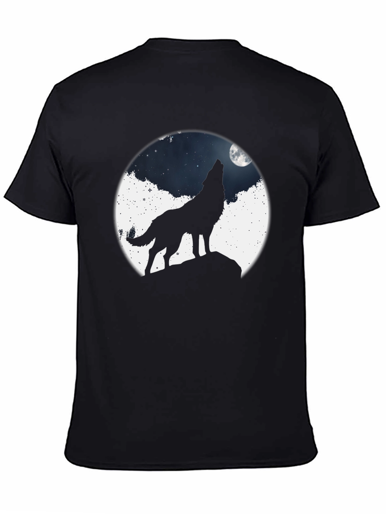 Black Wolf Howling at Moon Graphic T-Shirt view 4