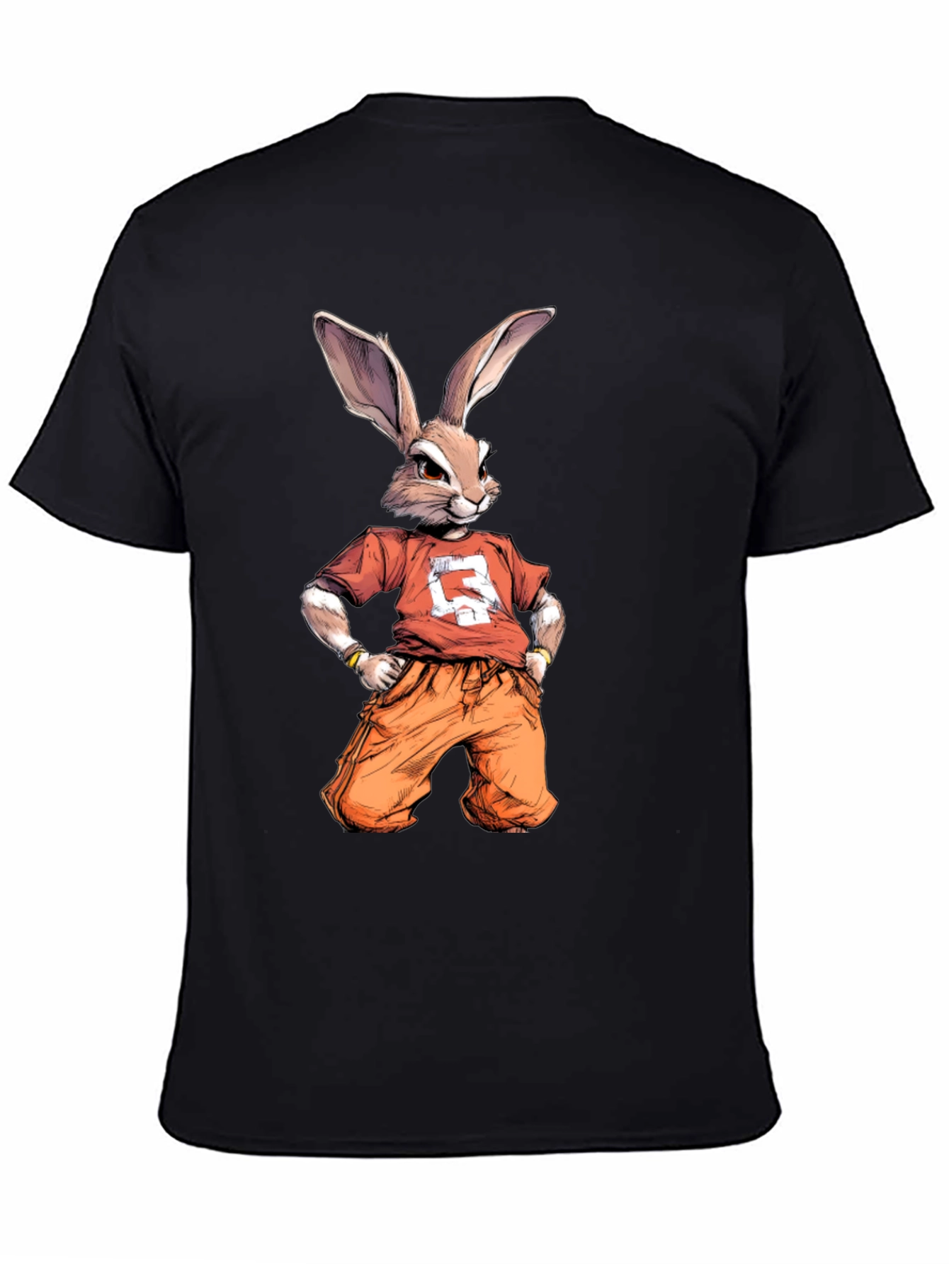 Black Cool Rabbit Graphic T-Shirt - Urban Streetwear Style view 4