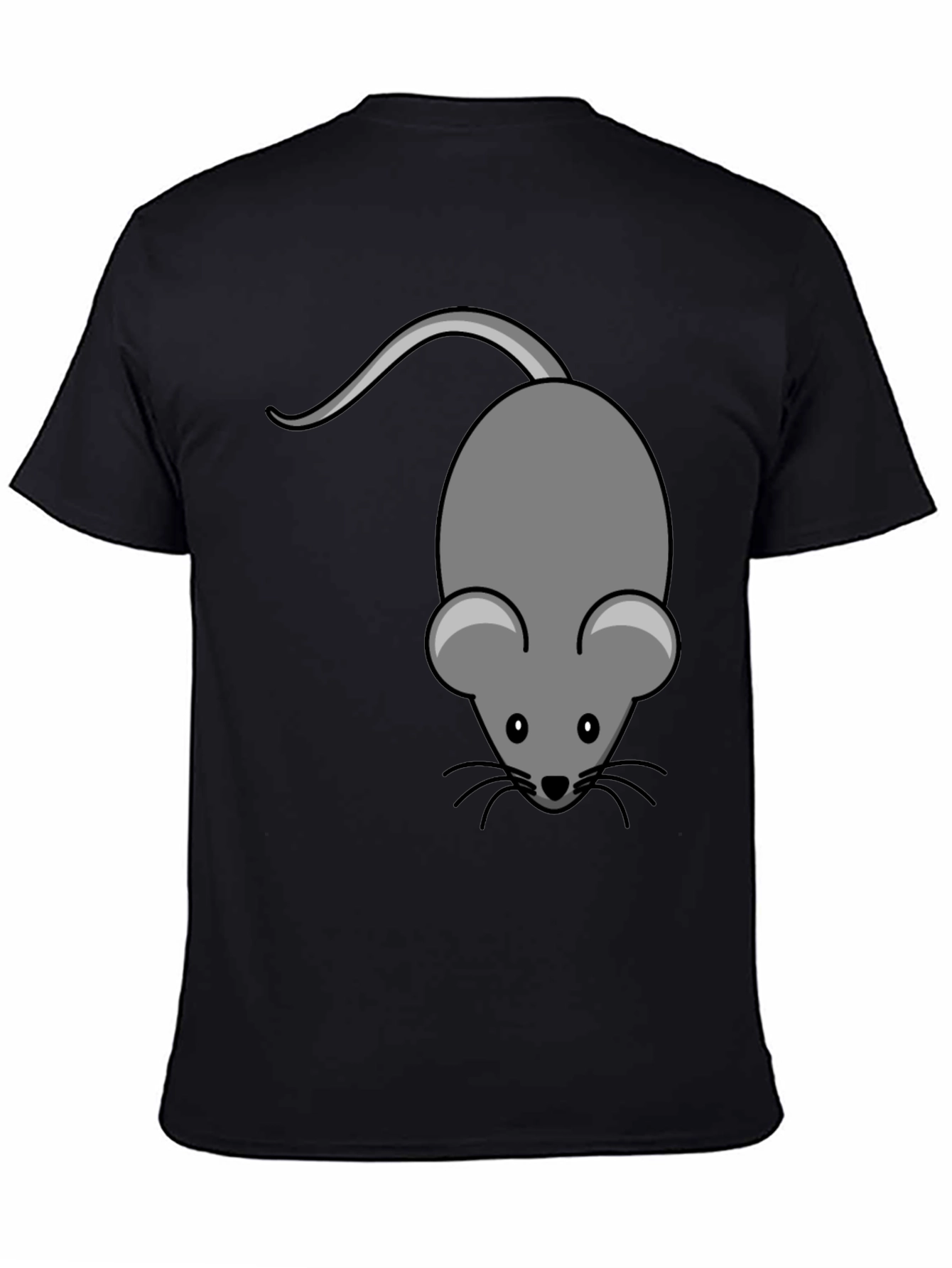 Black Cute Mouse Graphic Tee - Unisex Black T-Shirt view 4